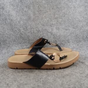 Forever Shoes Womens 7 Sandal Fashion Casual Slip On Flip Flop Thick Strap Black